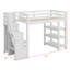 Lit mezzanine avec tablettes, escalier de rangement, petite armoire et lumière DEL blanche-545582540
