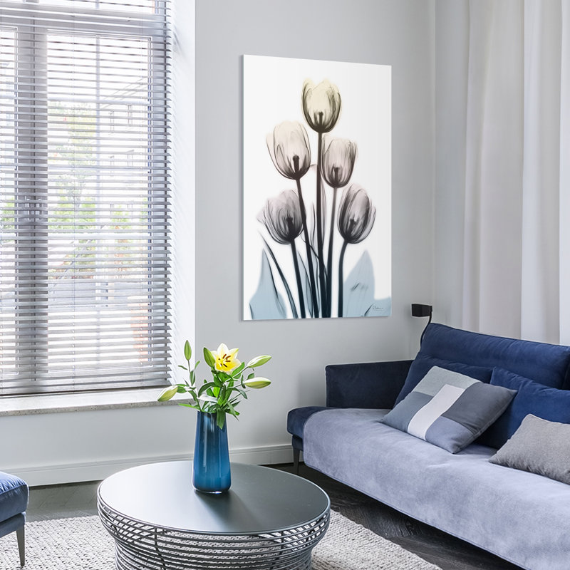 «Springing Tulips», art encadré en verre trempé sans cadre