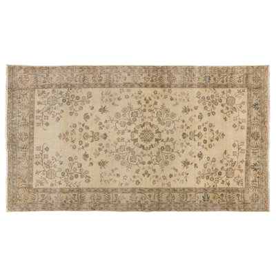 Vintage Handmade Turkish Oushak Rug with Floral Design