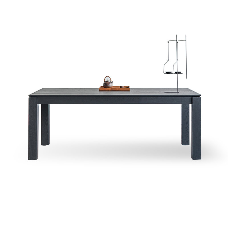 78.74" Black Rectangular Solid Wood Dining Table, 29.53"H x 70.87"L x 31.5"W