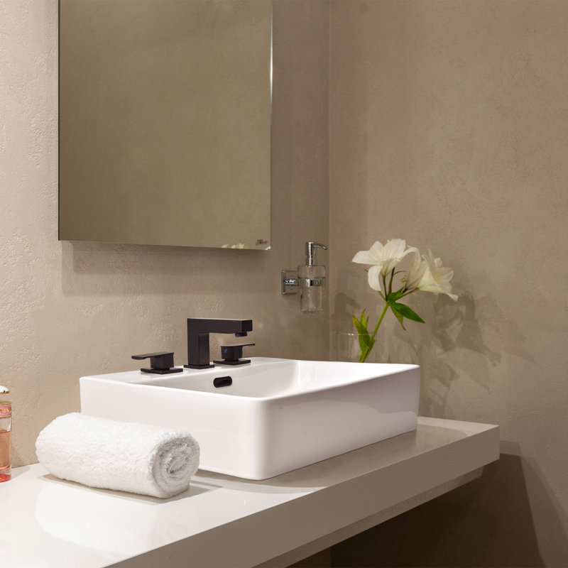 Aquaterior 20" x 16.75'' White Ceramic Rectangular Bathroom Sink Porcelain 3 Hole Above Counter with Pop-up Drain