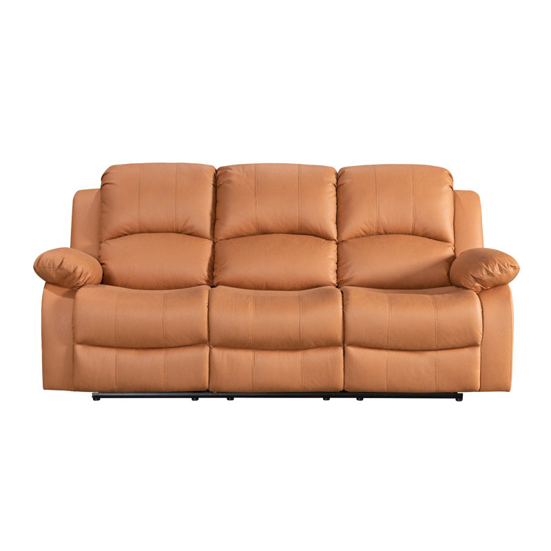 Shewmaker 3 Seater Faux Leather Reclining Sofa, 3, Brown