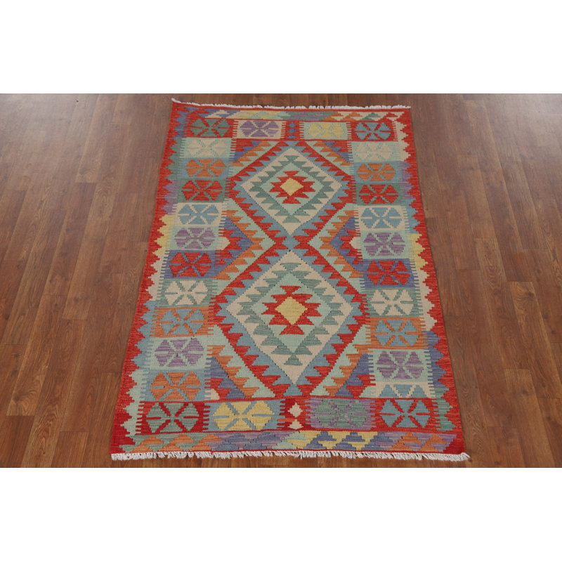 Tapis géométrique en laine Kilim