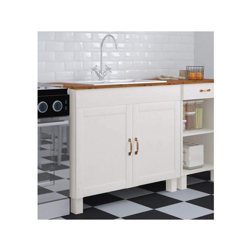 Martindale 100cm Single Bathroom Vanity Base Only, White/Honey