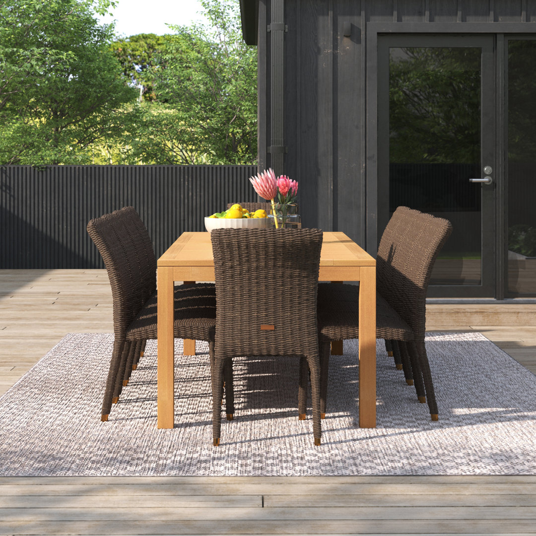 Anautica 10 - Person Teak Wicker Patio Dining Set with Rectangular Table Lark Manor™