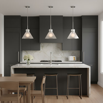 Liouet 1 Light Kitchen Pendant With Clear Ribbed Shade