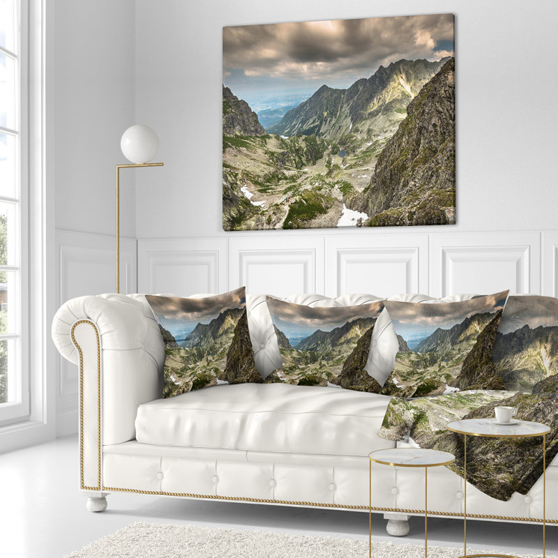 Paysage, montagnes Tatra, coussin de sentier de randonnée, 16 po x 1 po, Coussin décoratif