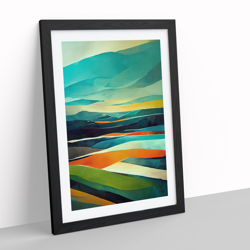 Meadow Landscape in Abstract No.4 - Framed Print, Black, 46cm H x 34cm W x 2cm D