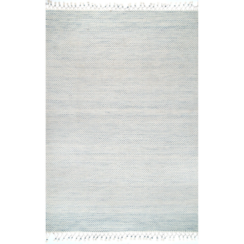 Tapis bleu clair en laine Margaux, Rectangle 7 pi 6 po x 9 pi 6 po