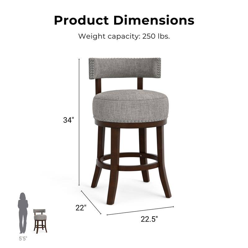 Norden Swivel Bar & Counter Stool, Light Gray, Counter Stool (25" Seat Height)