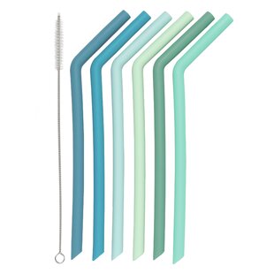 9 Pcs Reusable Glass Straws with Design 8 mm x 7.9 Inch Colorful Cherry on  Clear Straw Bent Glass Cherry Straws with Cleaning Brush for Cocktail Juice  Shakes Beverages Cocktails : : Home