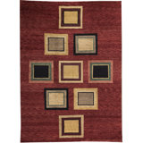 Himalayan Wool Geometric Area Rug in Deep Red/Yellow