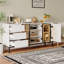 Console Buffet, 3 tiroirs, armoires de rangement pour la salle à manger - blanc