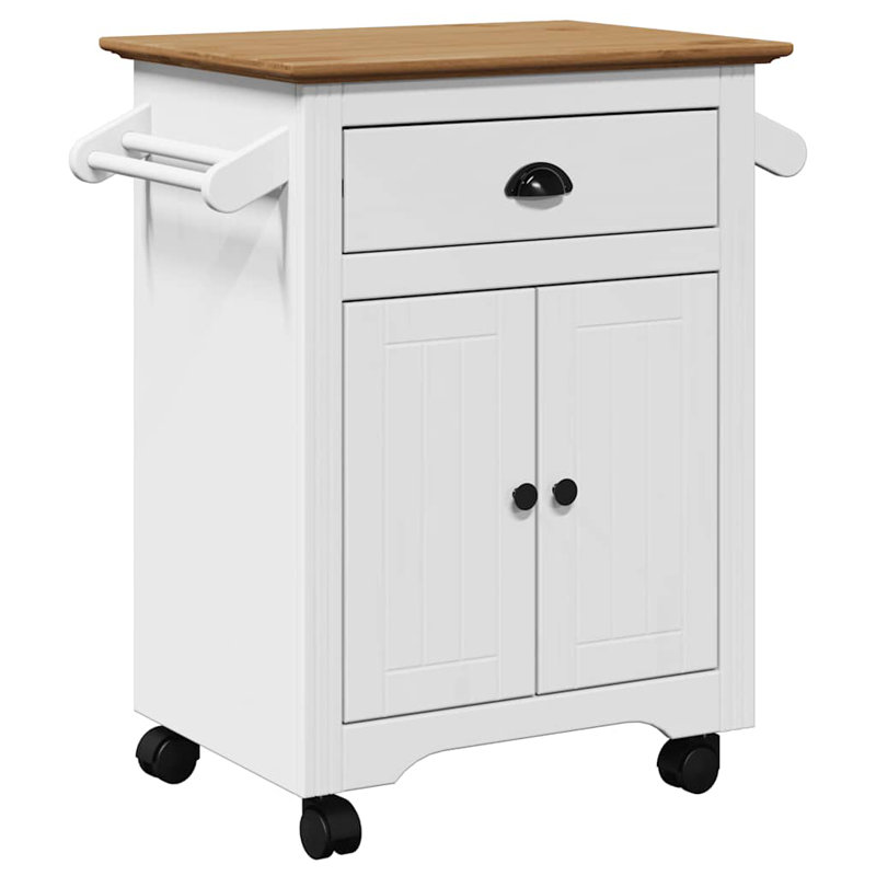 Kitchen Serving Cart, White/Brown