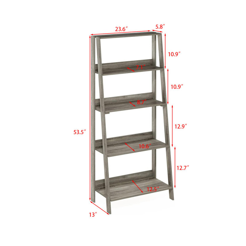 Contemporary French Oak 5-Tier Ladder Display Shelf