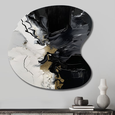 «Black» à motif éclaboussures de peinture I - art abstrait en forme de goutte de métal mural