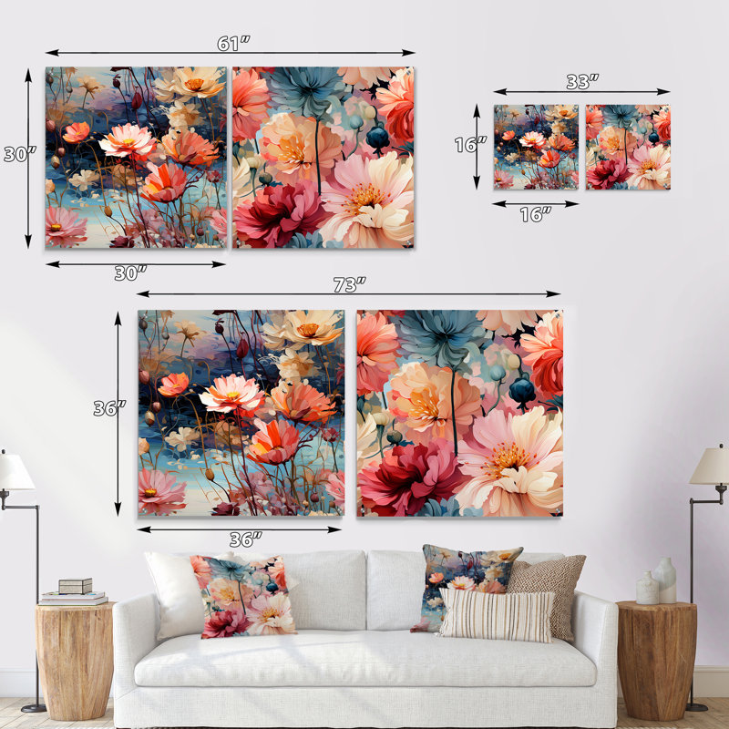 Lisieux - Ensemble de 2 art mural en verre acrylique, H 36 po x l 73 po