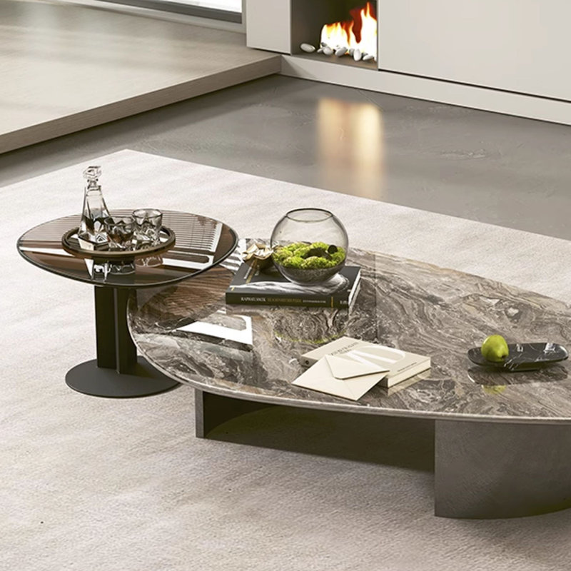 Orren Ellis Modern Stone and Glass Coffee Table Set - Wayfair Canada