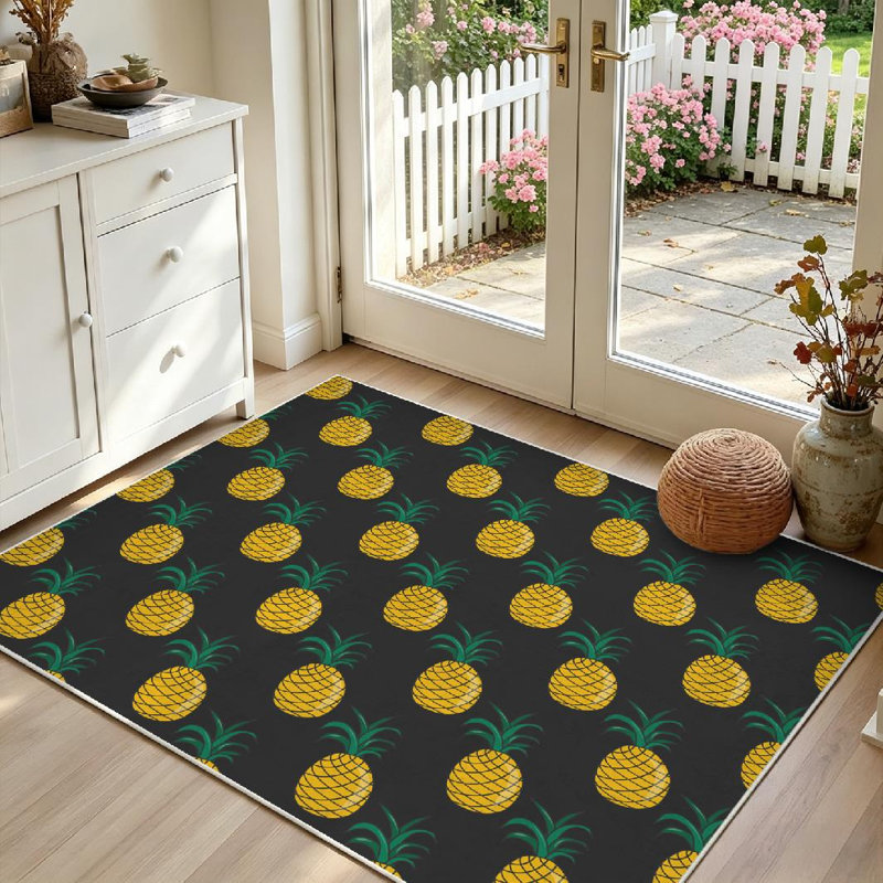 Tapis intérieur noir lavable à la machine, motif léopard gris et blanc, Rectangle 39" x 63"