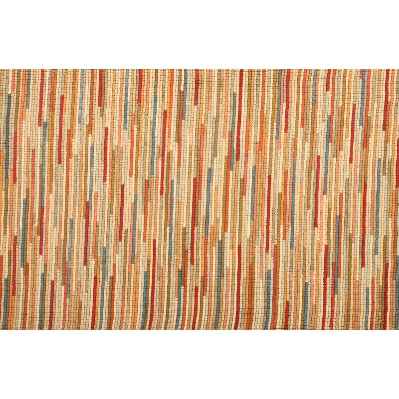 Tapis orange / jaune / bleu en laine noué à la main de conception unique 6 pi x 9 pi