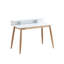 Bureau de style Mid-Century moderne avec 3 tablettes ouvertes blanches et bois d'hévéa l 43 po x P 34,4 po