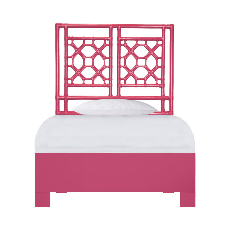Lit plateforme à dossier en treillis, Simple TG, Rose vif