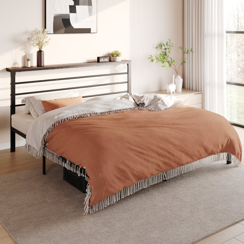 Lit plateforme avec rangement Azaruddin, Grand, Bois de santal