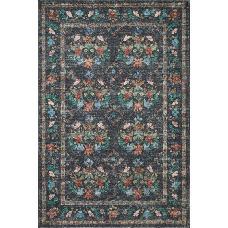 Tapis gris anthracite Rifle Paper Co. x Loloi Courtyard CloudPile, Rectangle 7 pi 6 po x 9 pi 6 po