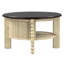Table basse ronde de 30,3 po de style Mid-Century avec porte coulissante et rangement à lattes, idéal pour la productivité au bureau, beige et polyvalente-90076586