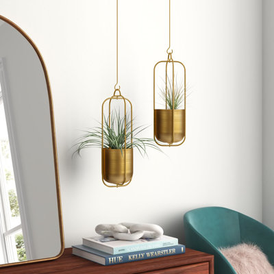 Jardinière suspendue en métal 2 pièces Jansen
