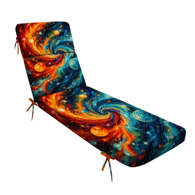  Outdoor Indoor 3'' Lounge Patio Cushion Abstract Cosmic Swirl Red Blue Nebula Waves Scattered Stars Water-Resistant Chaise Lounge Cushion for Chair Patio Furniture Seat Cushion