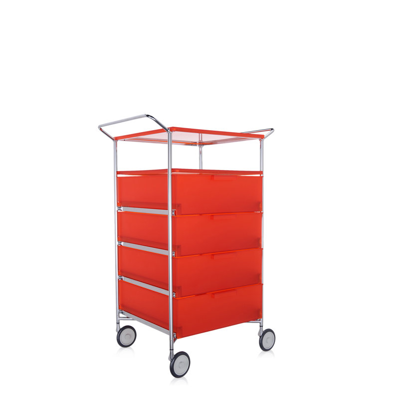 Mobil Storage Drawer, Translucent Ice, 4 Drawers with Open Shelf and Wheels