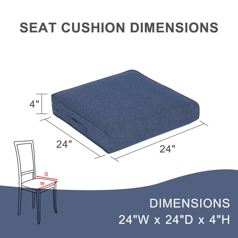 Aoodor Patio Chair Cushions Set, Navy Blue, 24" W x 24" D