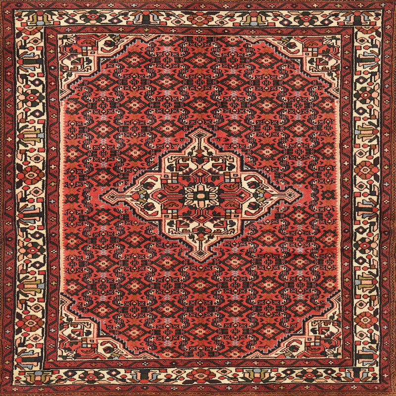 Tapis à motif oriental rouge / brun, Rond 6 pi