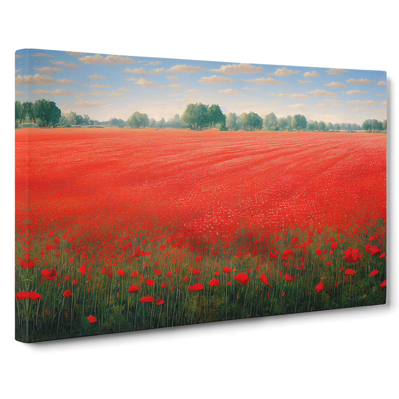 Pleasing Poppy Field Flowers - Wrapped Canvas Print, 35cm H x 50cm W x 3cm D