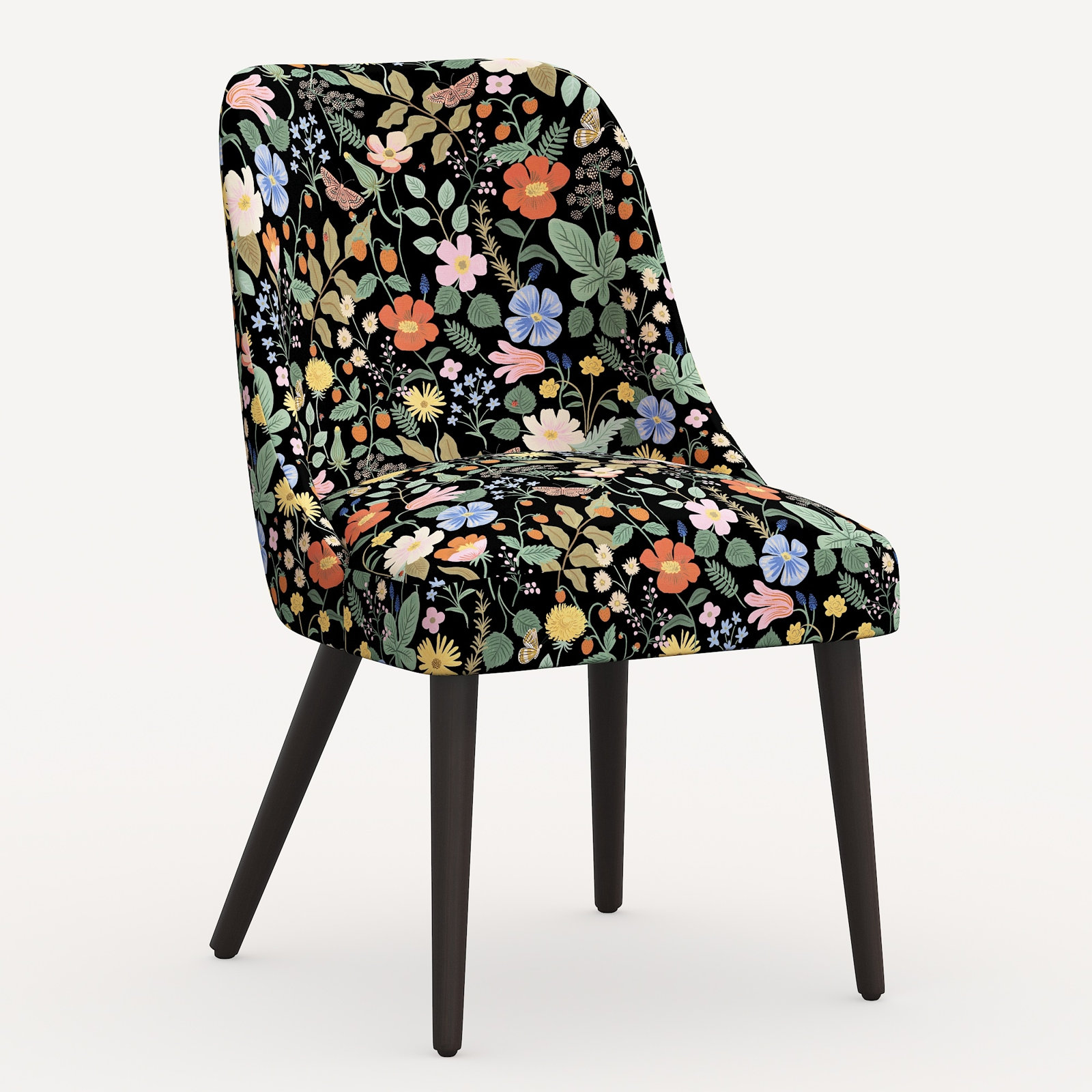 Rifle Paper Co. x Cloth & Company Clare Dining Chair, Black Strawberry Fields