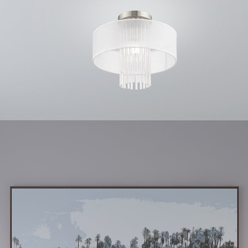 Plafonnier semi-encastré 1 lumière Hanson, H 13,5 po x l 15 po x p 15 po, Translucide