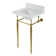 Edwardian Marble White/Brushed Brass Rectangular Console Bathroom Sink with Overflow