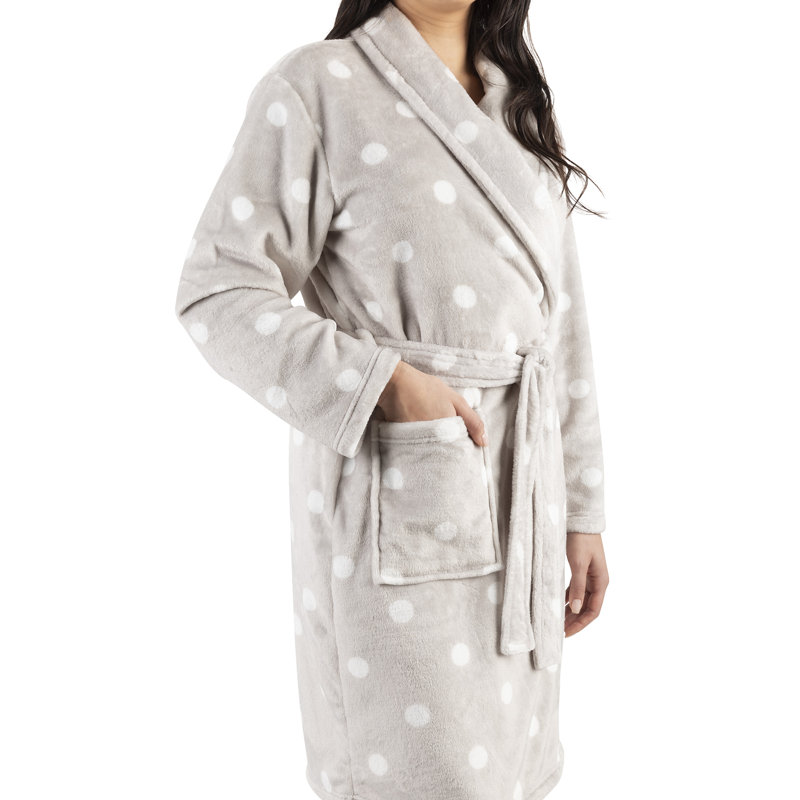 Peignoir en flanelle de qualité supérieure avec poches pour femme, XL / XXL, Gris