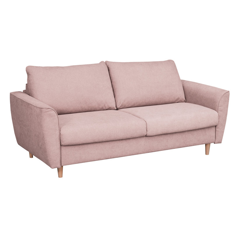 Marotz Sofa Bed with Mattress, Powder Pink/White Thread