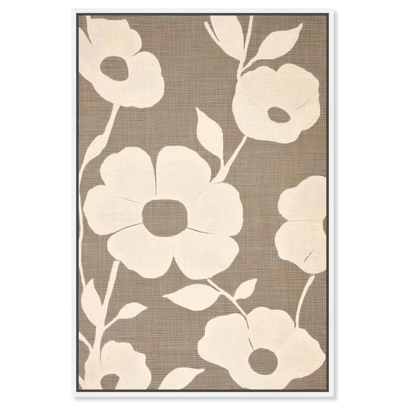 Décoration murale florale Minimalist Bloom par Art Remedy, cadre blanc, 36 x 54, H 55 po x l 37 po, Cadre blanc