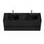 Meuble-lavabo de 60 po en noyer Grace avec lavabo en quartz noir mat et tiroirs noirs doux, meuble-lavabo mural flottant, sans drain ni robinet, pré-assemblé