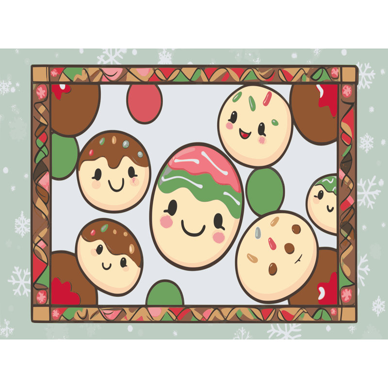 Tapis de vacances The Holiday Aisle® Cookies, Rectangulaire 3 pi x 5 pi