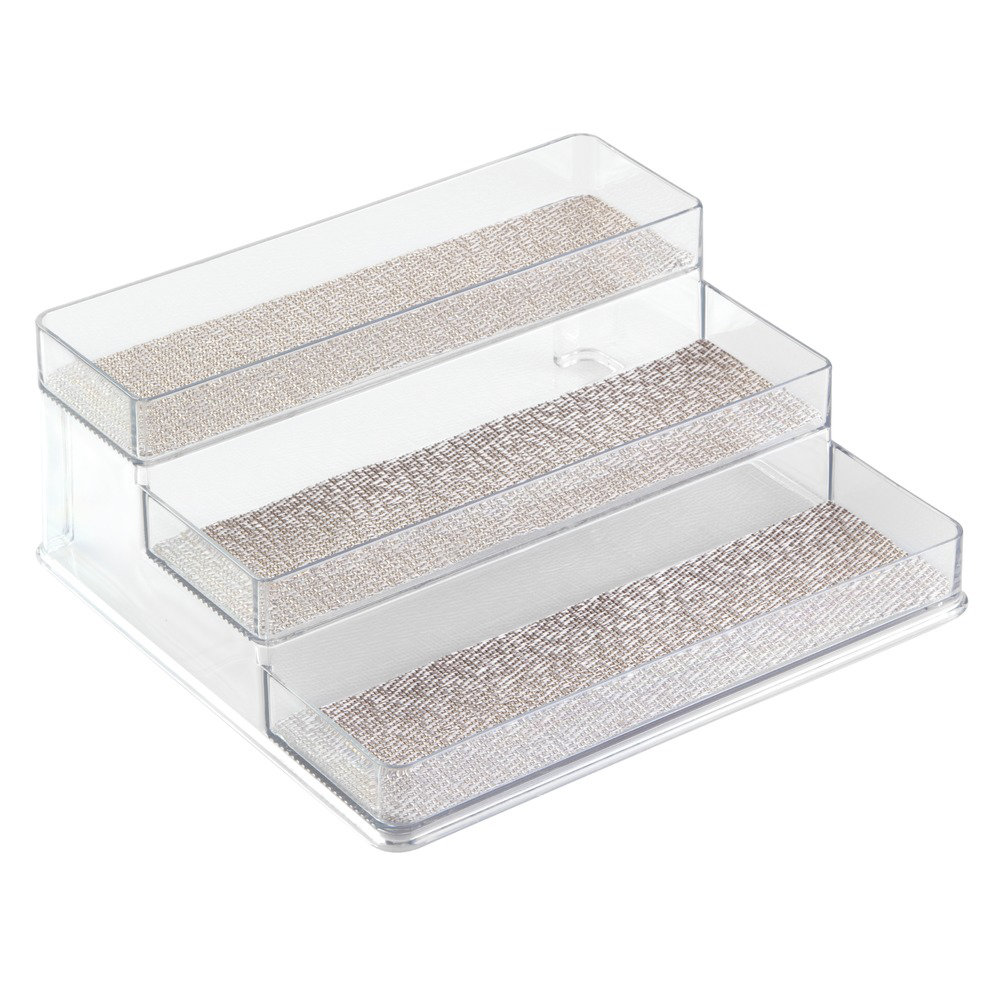 iDesign Twillo Plastic Stadium Spice Rack, 3-Tier Organizer for Kitchen Pantry, Cabinet 9.2" x 10" x 4"