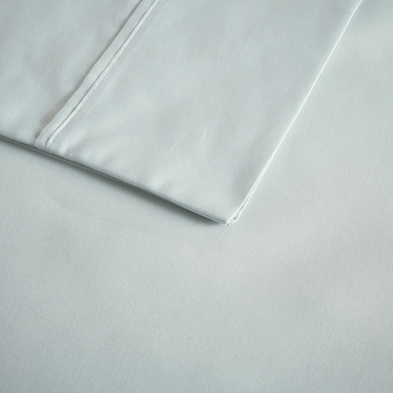 Ensemble de draps 4 pièces très grand en mélange de coton rafraîchissant 600TC, literie à poches profondes Seafoam pour dormeurs chauds, chambre à coucher