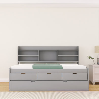 Wooden Daybed With Bookshelves, Storage Drawers And Trundle by Red Barrel Studio