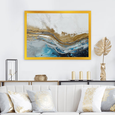 Gris, or moderne abstrait contemporain IV - art abstrait sur toile marbrée