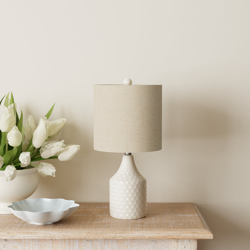 Della Ceramic Table Lamp, Ivory