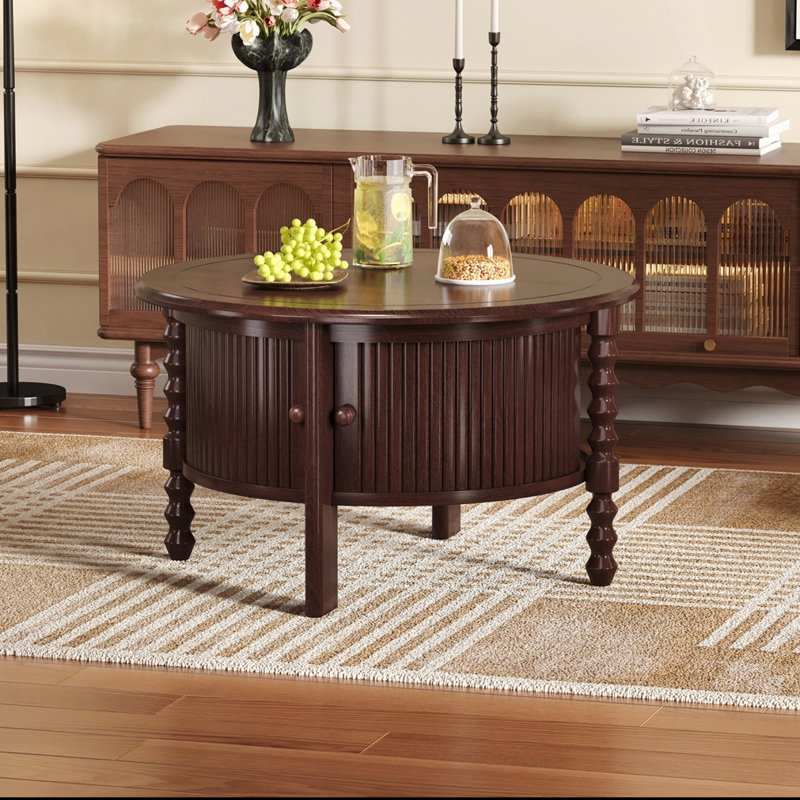 Table basse ronde Vintage, Noyer