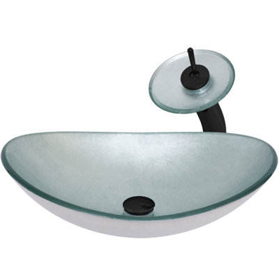 Lavabo de salle de bain vasque ovale en verre avec robinet